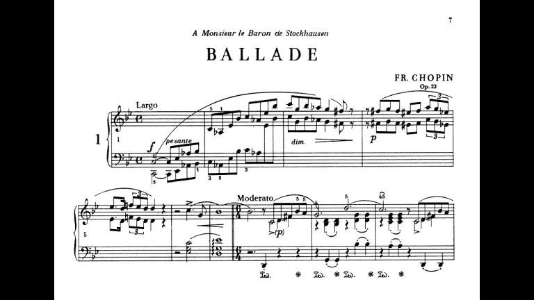 Descarga gratis la partitura completa de la Ballade No. 1 de Chopin en PDF