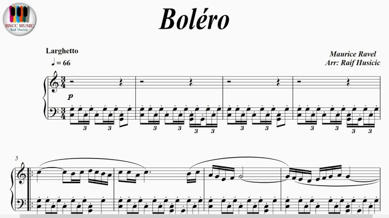 Descarga gratis la partitura en PDF para piano del Bolero de Ravel