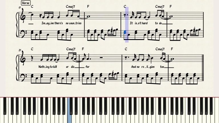 Descarga gratis la partitura en PDF de Imagine para piano y voz